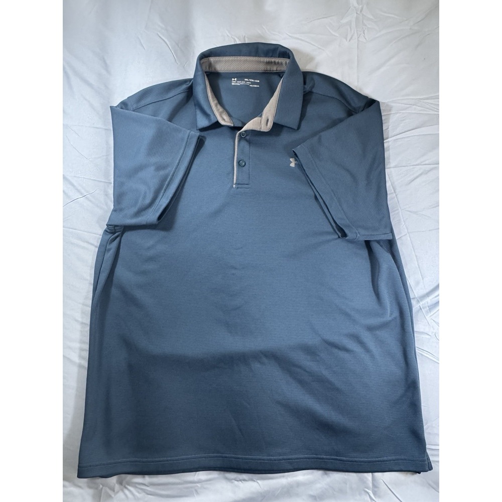 Under Armour Heat Gear Men's Loose Fit Blue Short Sleeve Polo Size XXL